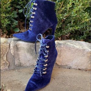 Navy Velvet Booties 6